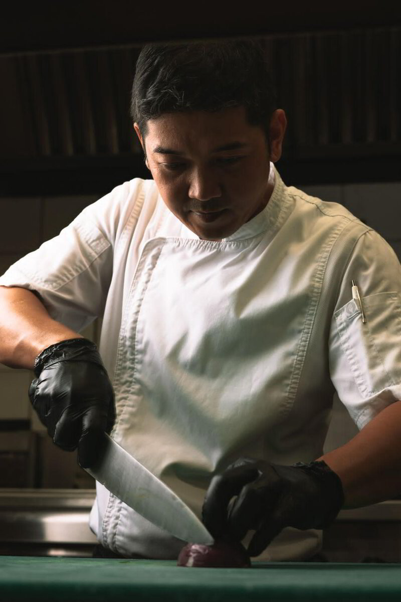 Chef working on a restaurant dish